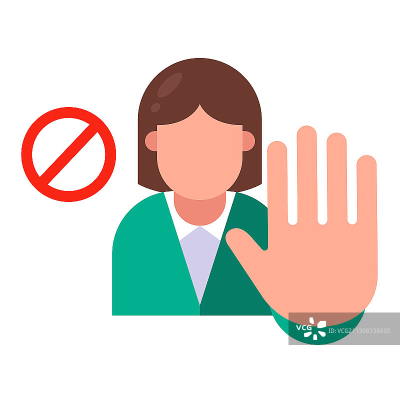 女孩说停止攻击行为图片素材