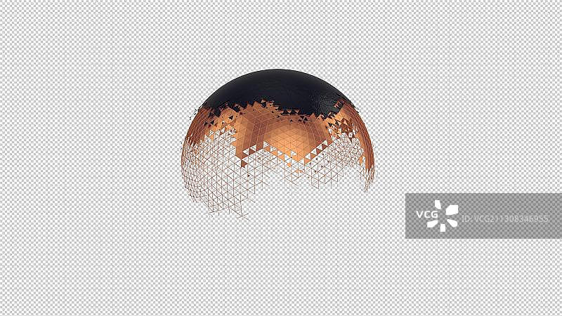 破碎的球形金属网格图片素材