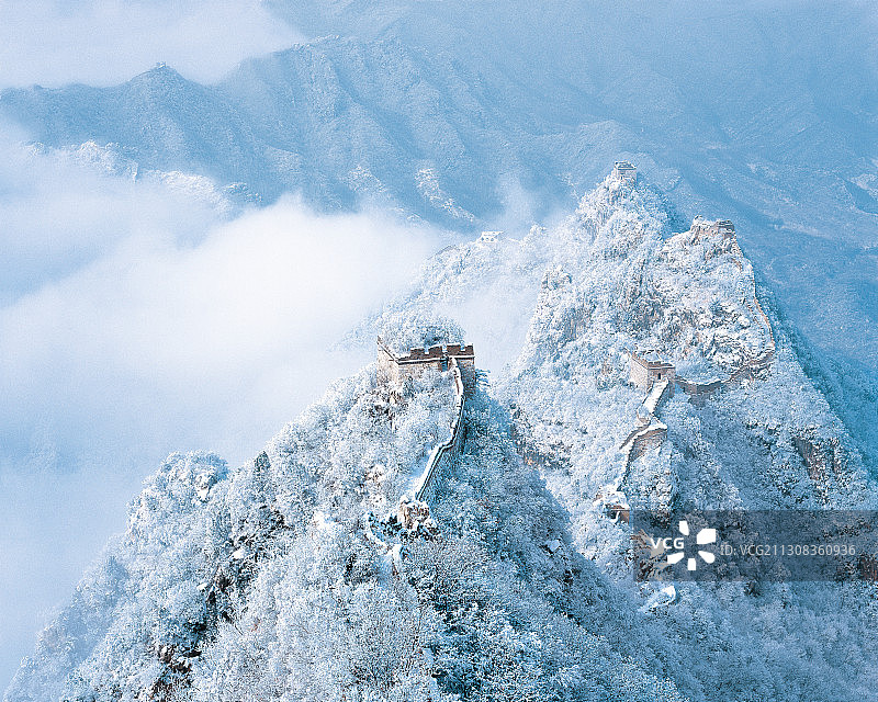 箭扣长城雪景图片素材