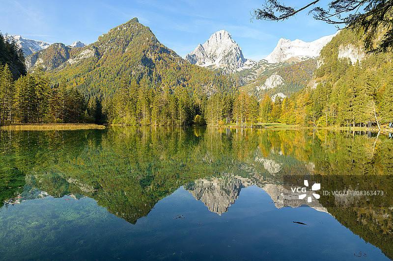 欣德斯托德Schiederweiher湖光山色图片素材