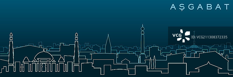 阿什哈巴德多线城市天际线与地标图片素材