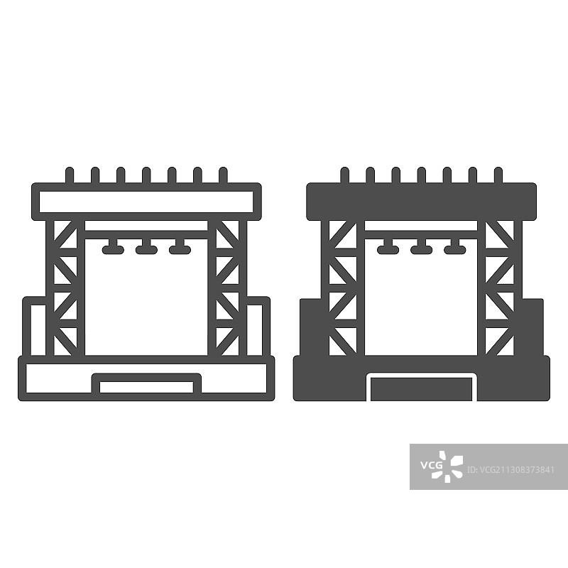 户外音乐会舞台线性图标图片素材