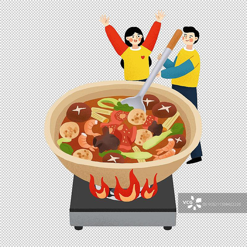 年俗情侣正月初四吃折罗扁平风格图片素材