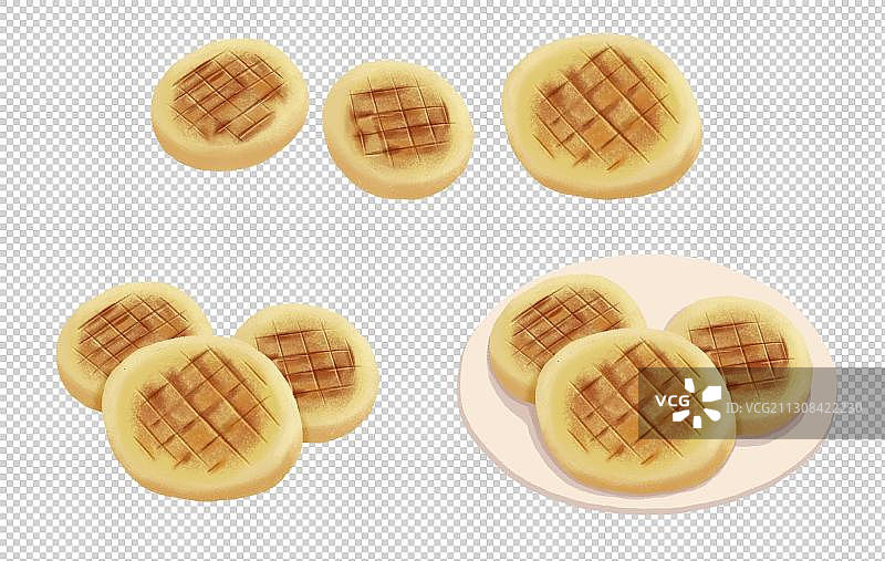 牛肉馅饼烙饼扁平风格图片素材