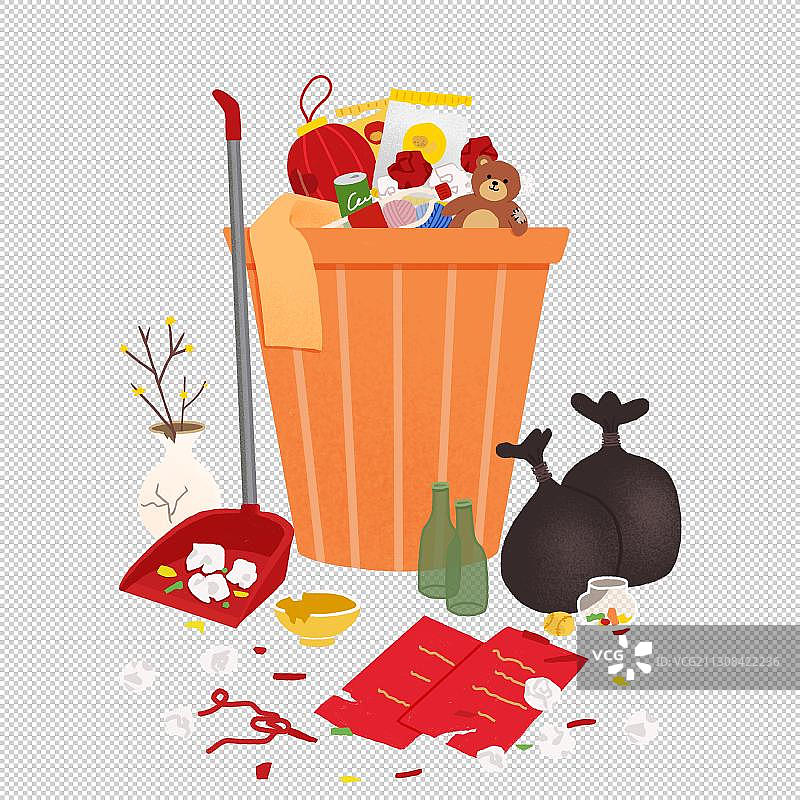 年俗正月初六送穷鬼扁平风格图片素材