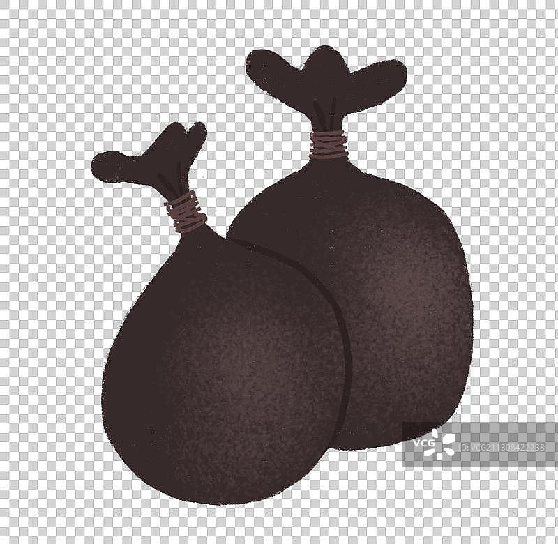 两包黑色垃圾袋扁平风格图片素材