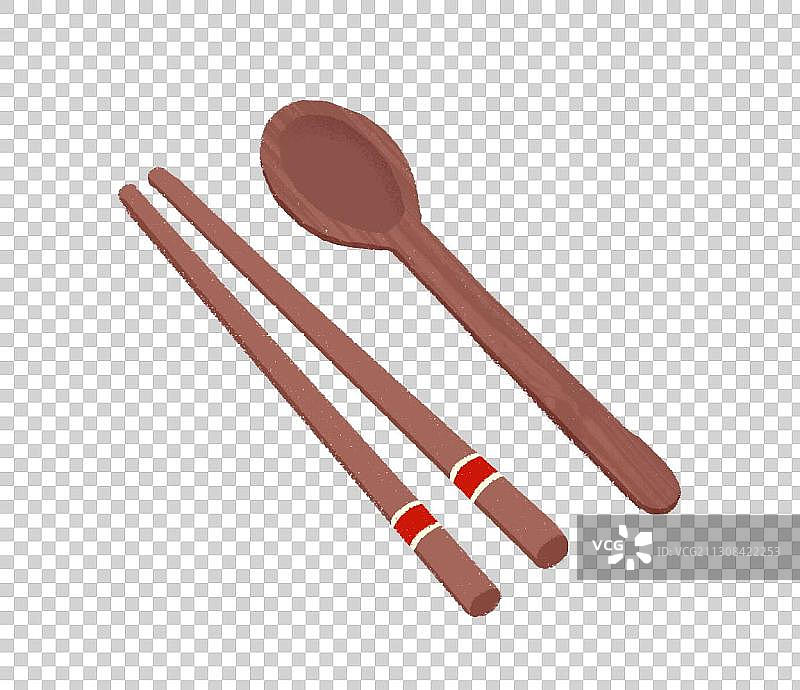 木制筷子和勺子扁平风格图片素材