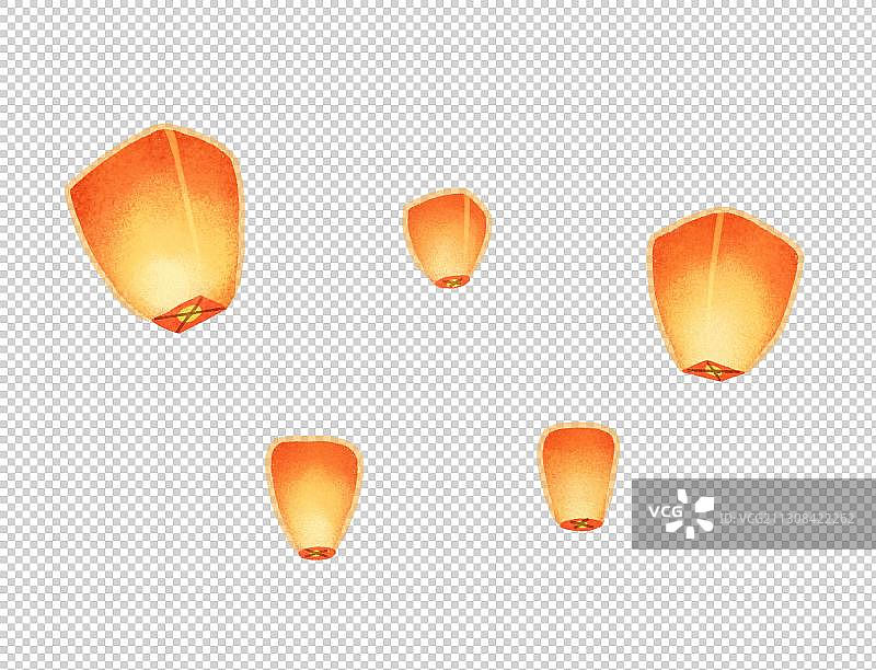 孔明灯扁平风格图片素材