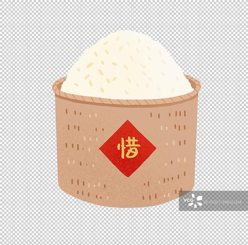 一桶大米扁平风格图片素材