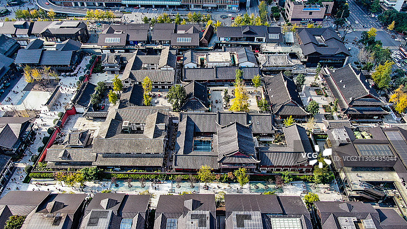 秋日里的成都大慈寺航拍图片素材