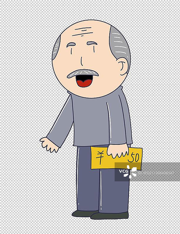 元素：老人拿着现金图片素材