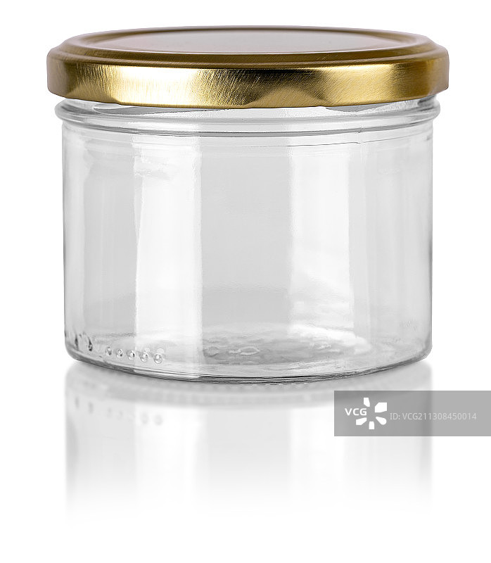 白色背景下的罐子特写图片素材