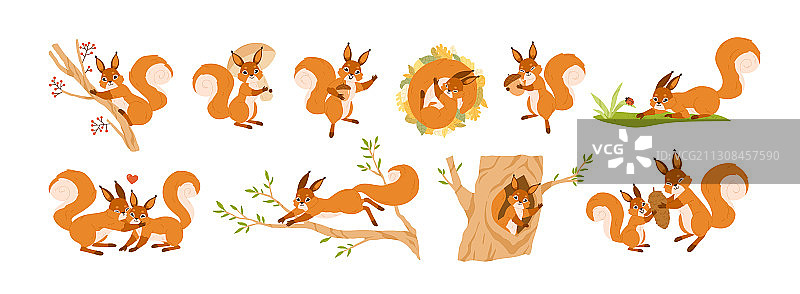 可爱松鼠卡通形象图案图片素材