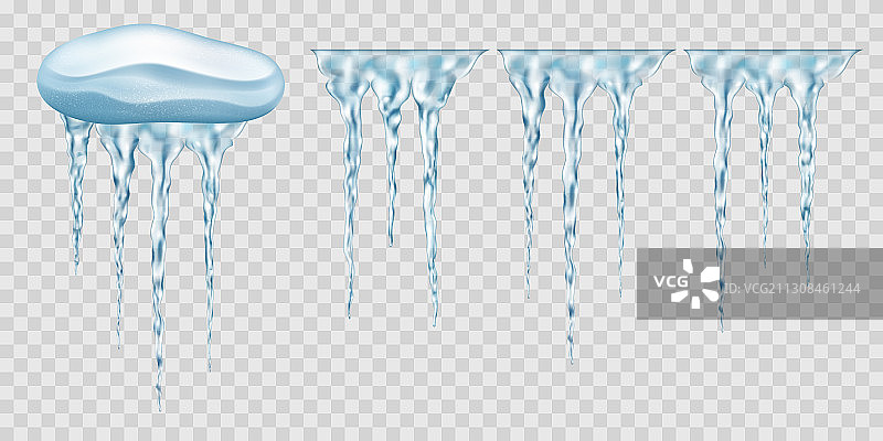 雪堆和半透明的冰柱图片素材