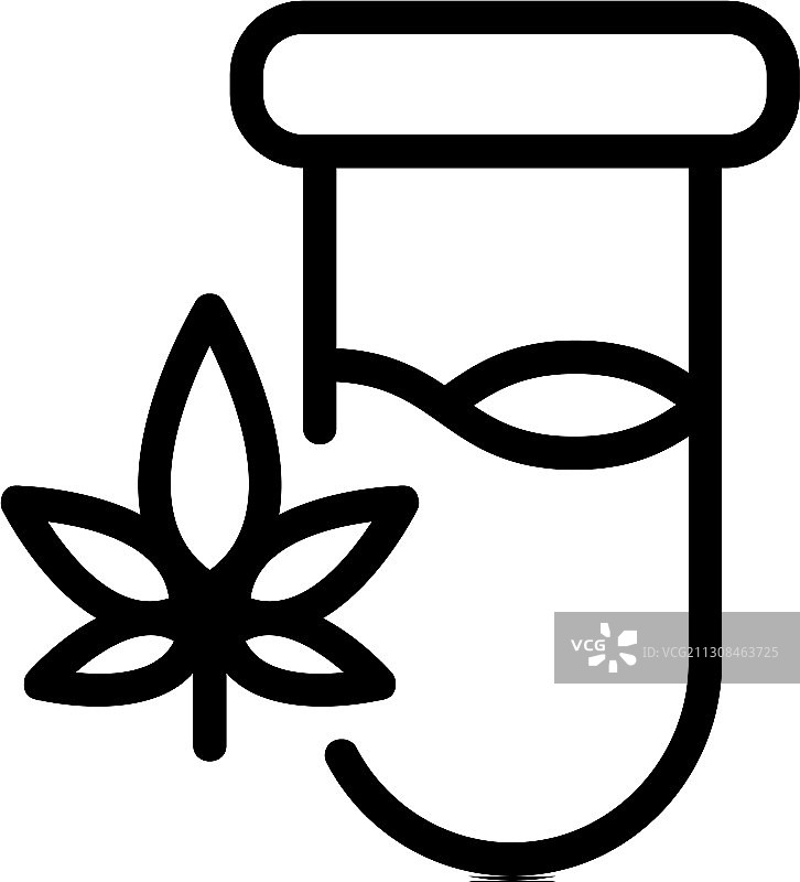 实验室烧瓶中的大麻轮廓图标图片素材