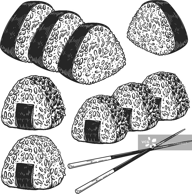 雕刻风格的饭团图片素材