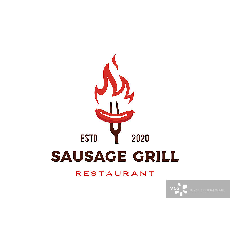 香肠火焰烧烤标志图标图片素材