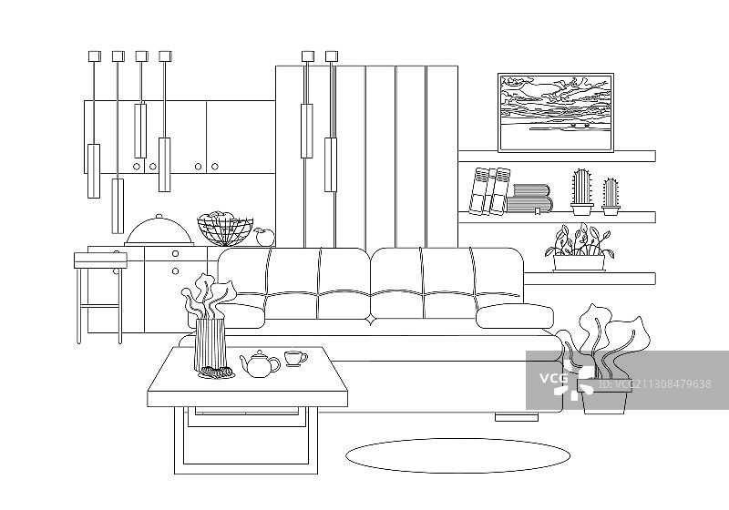 单间公寓室内设计图片素材