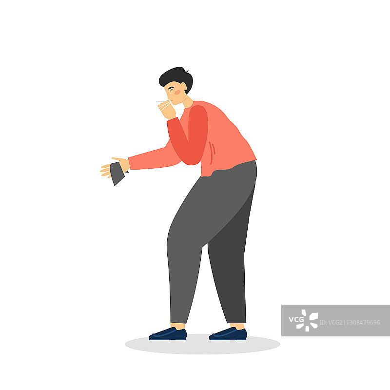 因冠状病毒爆发而咳嗽的男人图片素材