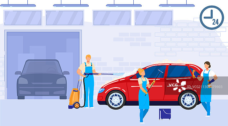 汽车清洁服务卡通图片素材