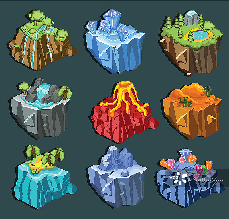 2.5D游戏热带自然景观模板图片素材