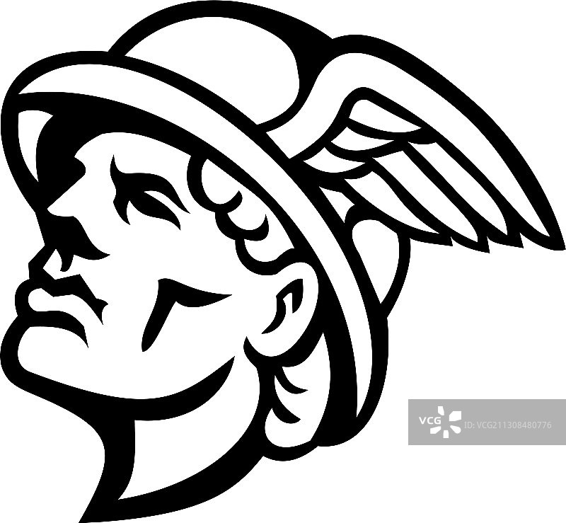 黑白希腊神赫尔墨斯头像图片素材