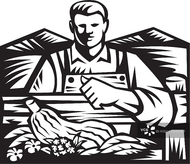 手持农场蔬菜的有机农场主图片素材