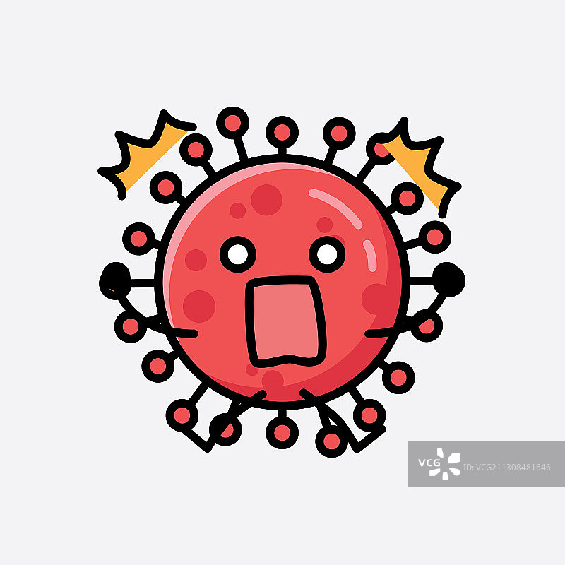 扁平风格的可爱红色冠状病毒吉祥物图片素材