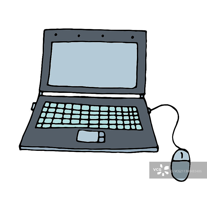 彩色涂鸦元素笔记本电脑图片素材