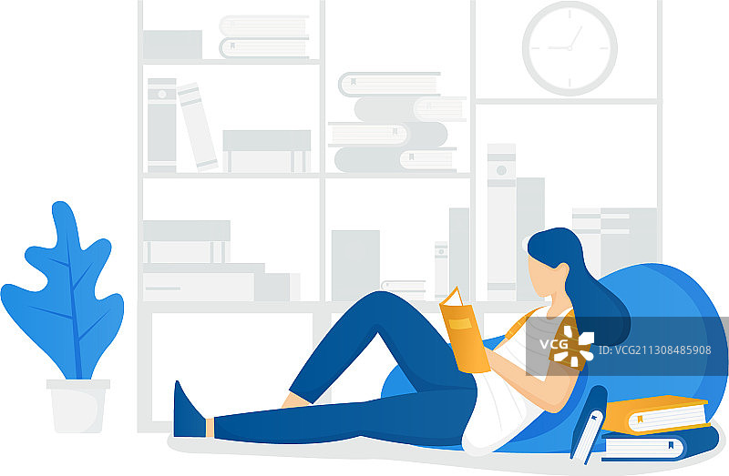 女性阅读书籍着陆页图片素材