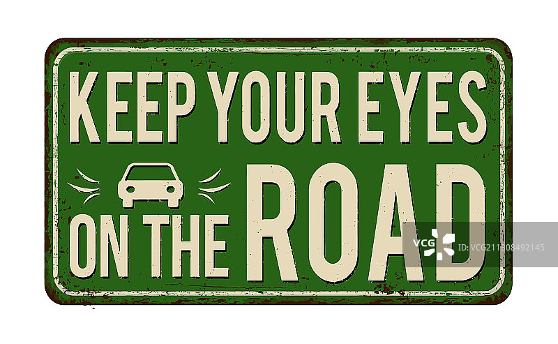 注意路况复古铁锈金属标志图片素材