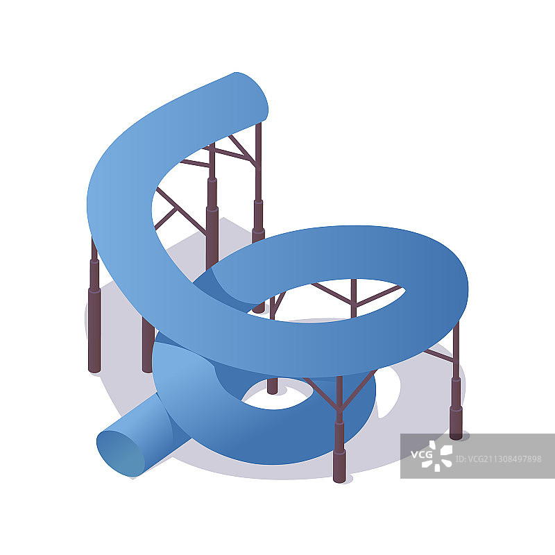 蓝色封闭扭曲滑水道2.5D图片素材