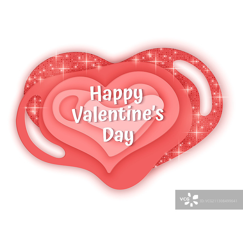 粉色和红色剪纸心形纹理图片素材