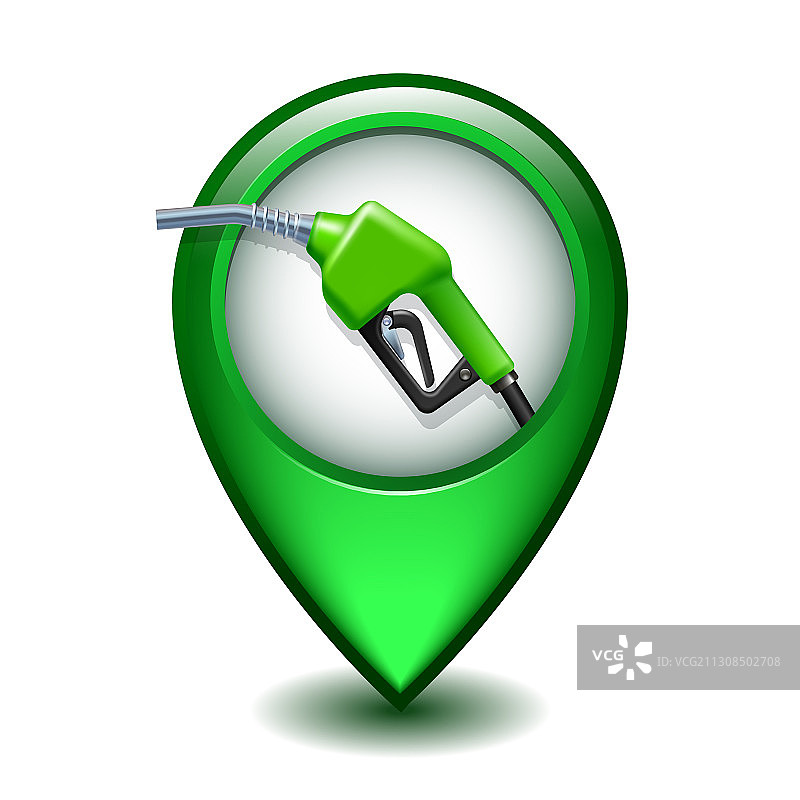 带燃油手柄泵的绿色光面地图指针图片素材
