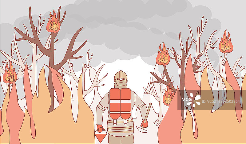 消防员扑灭森林火灾图片素材