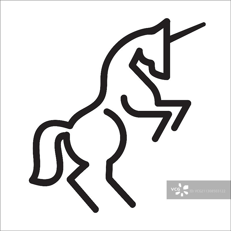 独角兽简笔画黑色线条设计图片素材