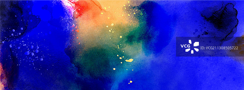 深蓝色泼墨的深海水彩梦幻图片素材