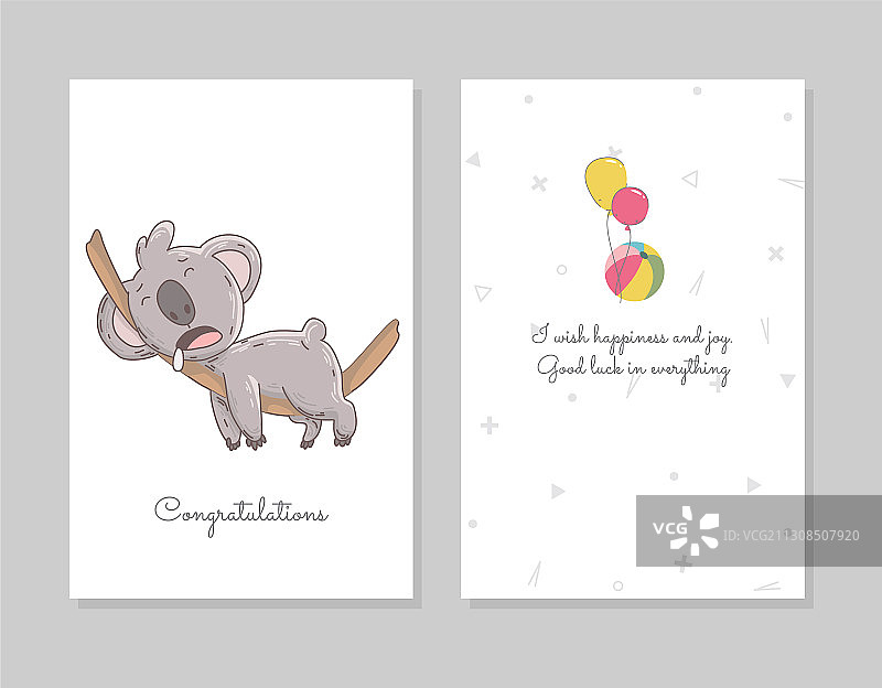 手绘涂鸦风可爱考拉睡眠海报图片素材