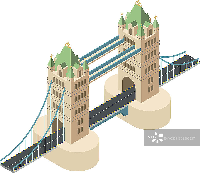 伦敦桥地标2.5D风格图片素材