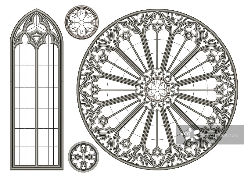 中世纪哥特式彩色玻璃窗背景图片素材