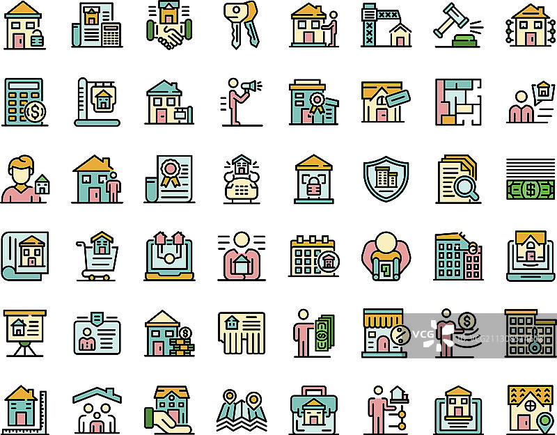 房地产经纪人图标（彩色线条）图片素材