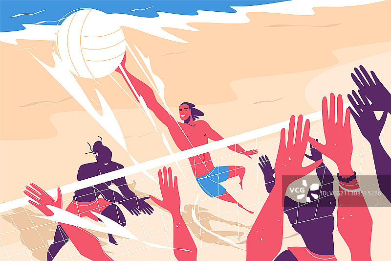 年轻人打排球图片素材