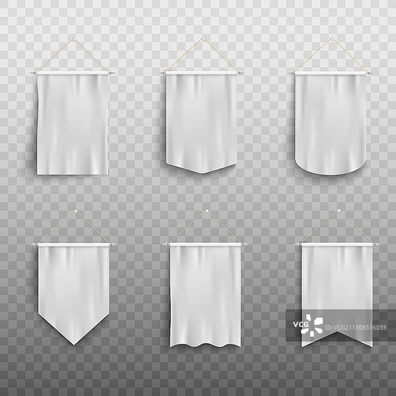 空白白色逼真三角旗模型套装图片素材