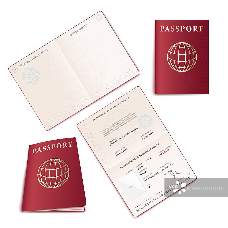 逼真的国际护照样机素材（打开状态）图片素材