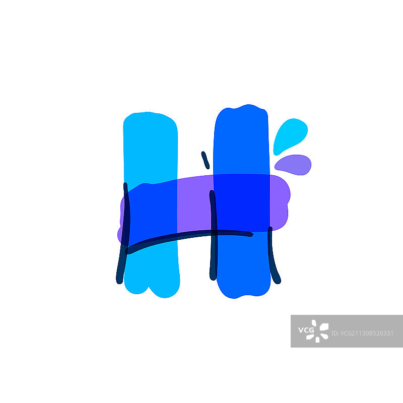 带水滴和波浪的H字母标志图片素材