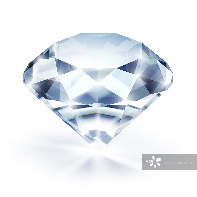 白色背景隔离的带反射钻石图片素材
