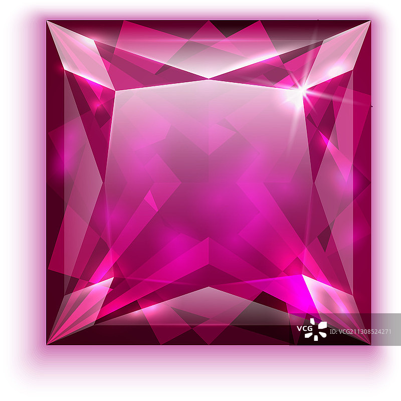 公主切割粉色钻石图标 - EPS10图片素材