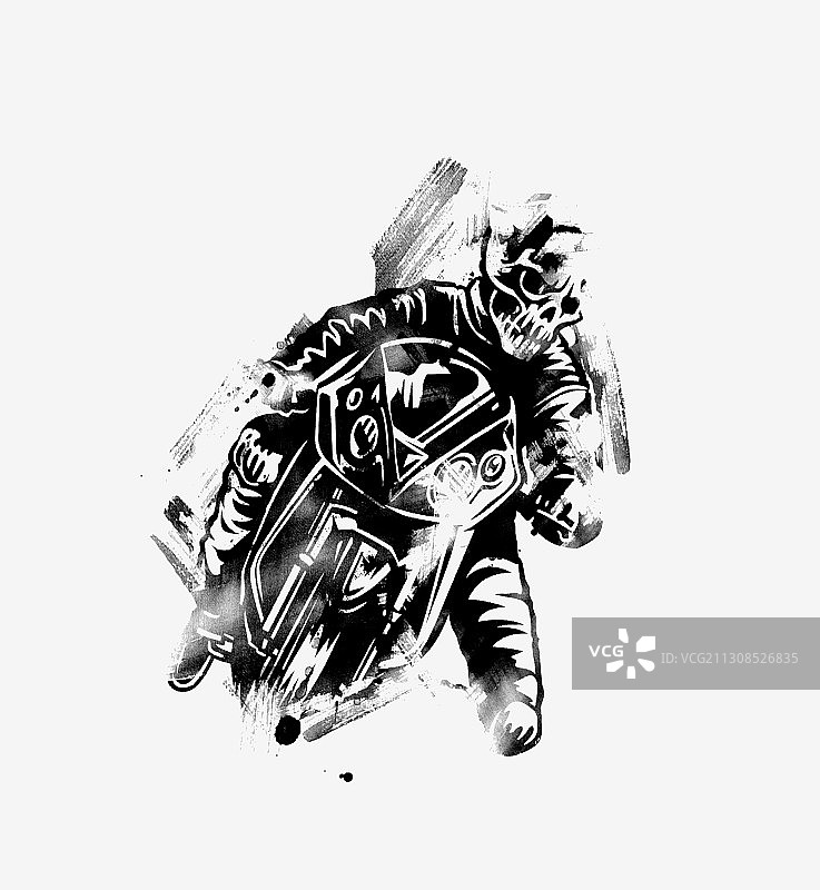 手绘摩托车骑行者图片素材