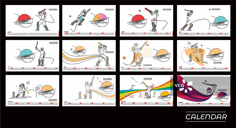 2020新年板球比赛日历图片素材