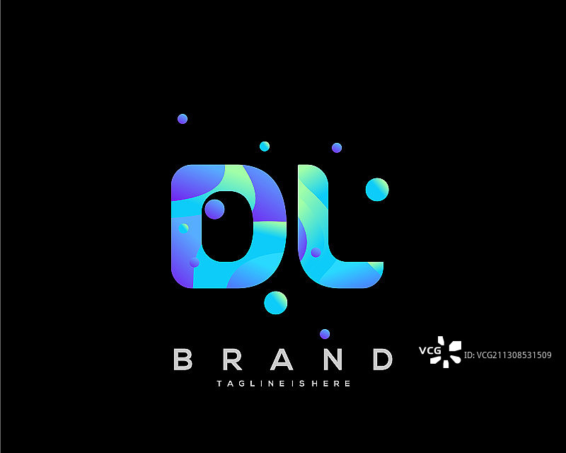 带有彩色模板的DL首字母logo图片素材